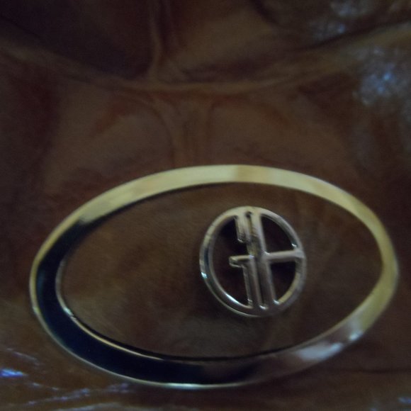 Giani Bernini Brown Crocodile Dome Satchel with Black Straps - Picture 7 of 12